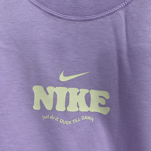 Nike (NIKE) short-sleeved T-shirt women's 2025 summer new sportswear knitted breathable round neck top HF6180-133 pure cotton HF6180-517 purple L