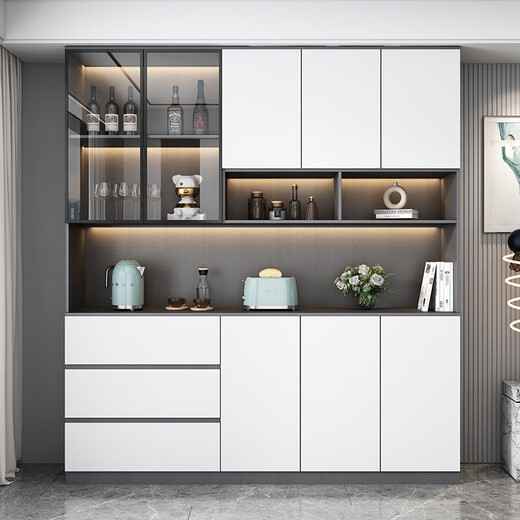 Muxituo Sideboard Light Luxury Modern Simple Living Room Storage Cabinet Cupboard Kitchen Storage Cabinet Wine Cabinet Home Tea Cabinet Style 7 200*40*220 Comes with Sensor Light