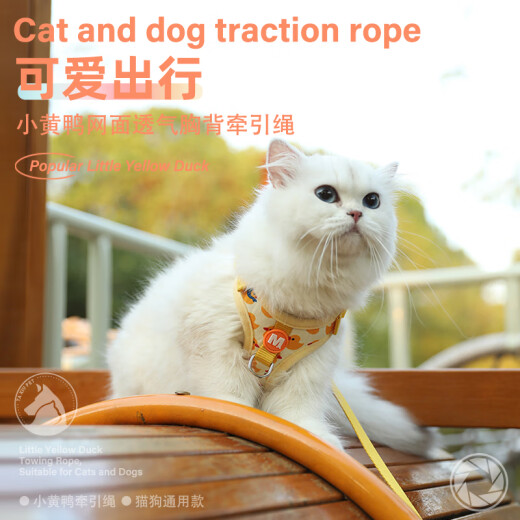 Cat leash, cat leash, anti-breakaway, special puppy leash, vest-type cat leash, cat leash, little yellow duck + fairy cat wand, fairy cat sucker XS, recommended 2-6 Jin [Jin equals 0.5 kg] for cats