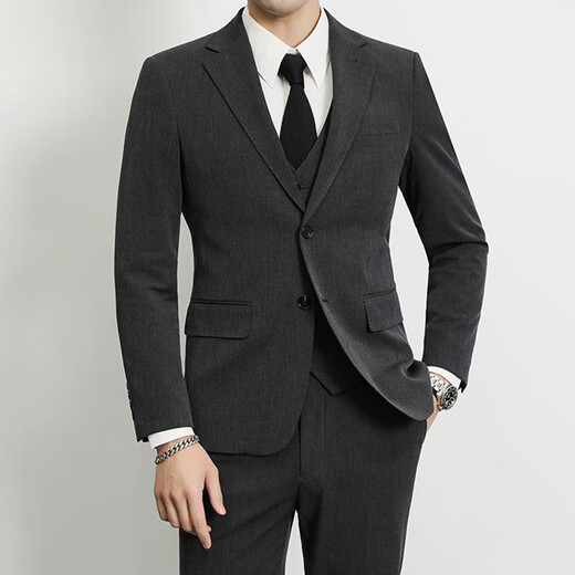 Ayou Fat Suit Men's Business Formal Wear New Groomsman Wedding Suit Professional Commuting Two-piece Dress Black 5XL