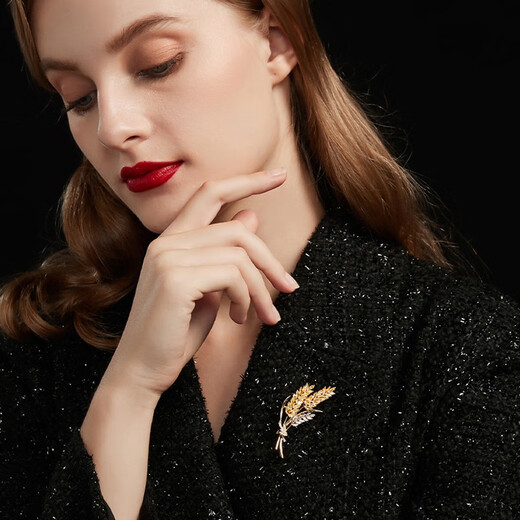 Kamalun (KAMALUN) wheat ear brooch, high-end women's luxury pin, suit coat, fashion accessories, corsage badge, birthday gift for girlfriend, wheat ear brooch + brand gift box, no engraving