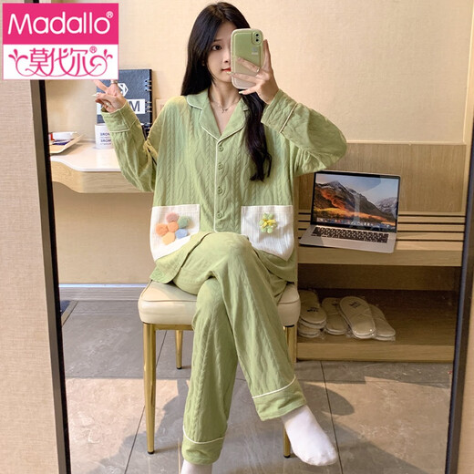 Modal Pyjamas für Frauen im Herbst Cardigan Langarmhosen Anzug für Herbst Damen 2024 New Cartoon Frühling Herbst Winter Home Clothing 3882 XL [115-140Jin [Jin gleich 0,5 kg]]