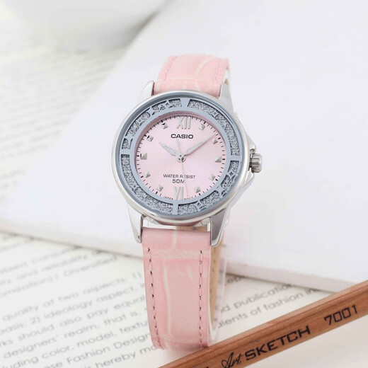 
Casio (CASIO) watch for men and women, classic square couple multifunctional sports waterproof Japanese and Korean watch birthday gift LTP-1391L-4A pink leather strap