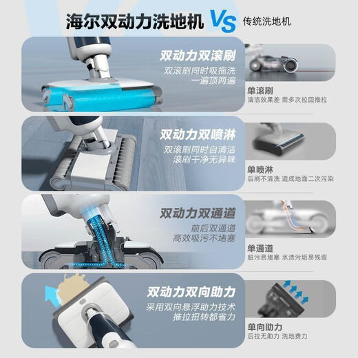 Haier household floor washing machine Haier L1 Cloud suction sweeping and mopping all-in-one sterilization and anti-winding automatic cleaning smart mopping machine household sweeping robot handheld vacuum cleaner hot air drying dual roller brush dual power Z10WU1