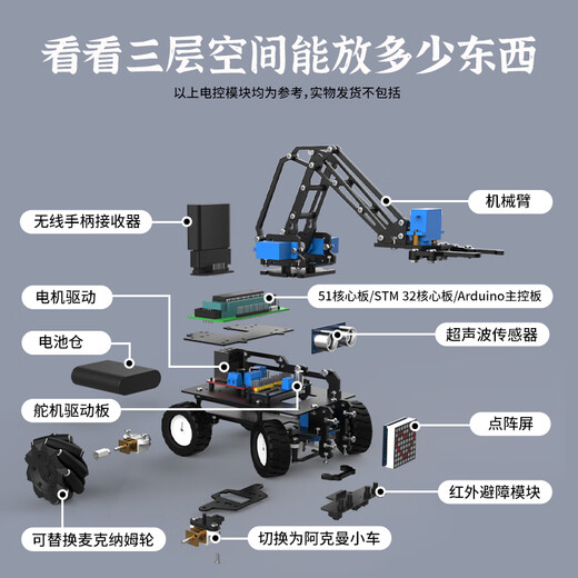 Lingle Intellent Robot Car четырехколесный привод Ackerman Omnidectional Wheel 51 STM32 TRACE ROBOT ШАСС