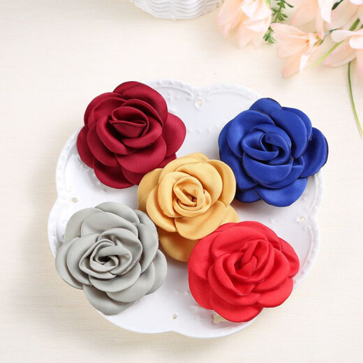 VAN OCEAN ANNORA camellia corsage small fragrance fabric silk satin rose big flower brooch head flower professional decoration shoe flower nanny green