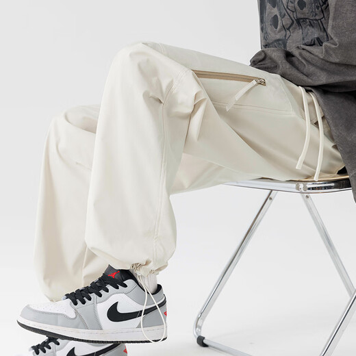 Dingfengbaoluo American functional overalls men's autumn versatile loose trendy outdoor mountaineering casual pants DFK35 apricot L