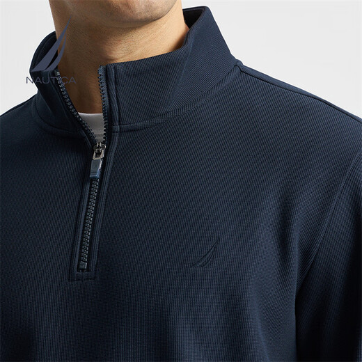 NAUTICA Shopping Mall Same Style Spring and Autumn New Waffle Stand Collar Half-Zip POLO Shirt for Men KO4405 Navy Blue 4NV 2XL