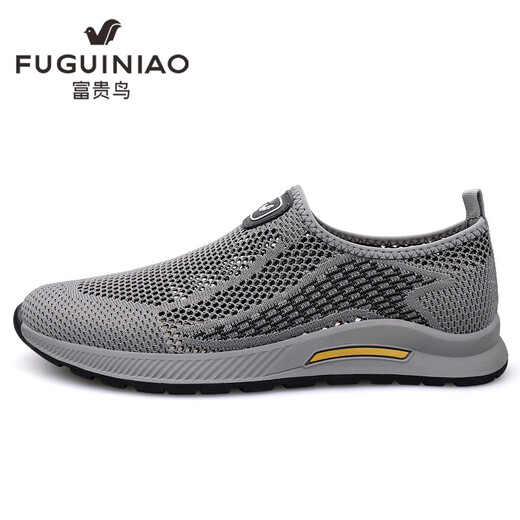 富贵鸟富贵鸟网面鞋男夏季透气轻便中老年运动休闲鞋老北京布鞋爸爸鞋子 灰色 玉林FG688 41
