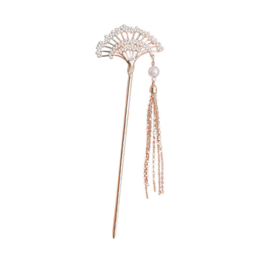 
Slim silver simple pearl fan tassel hairpin national style ancient style Hanfu hairpin new Chinese style cheongsam hairpin Japan and South Korea LM695 hairpin-fan pearl