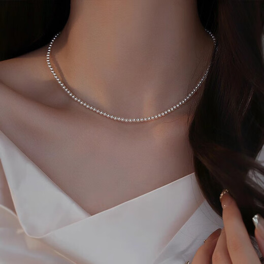 
QMXD2mm Slim Shishijia 3mm Xiaomi Pearl Pearl Necklace Women's Clarbone Chain Necklace Artificial Pearl Birthday Gift Valentine's Day 4MM Necklace (90% of people choose)