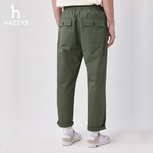 哈吉斯（HAZZYS）男装 春秋款男裤子纯棉宽松舒适通勤休闲裤男ATDZP0BAP45 浅卡其色LK 34 （175/82A）