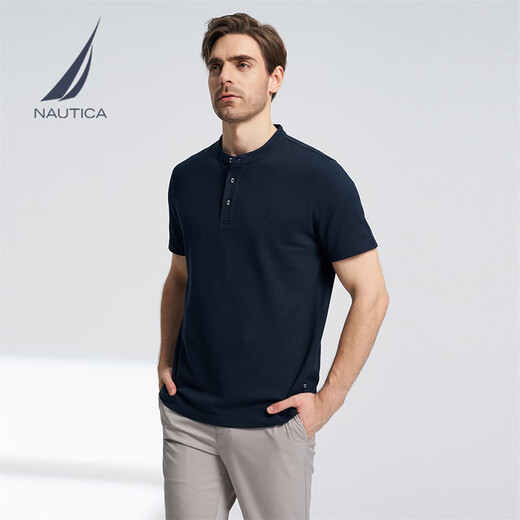 
NAUTICA [Single-piece direct drop] Men's spring and summer new cotton skin-friendly soft Henry neck short-sleeved POLO shirt KO4121 KO4121 Navy 4NV M