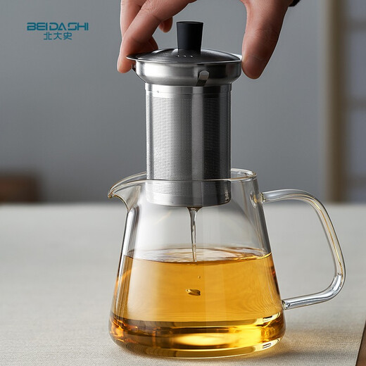 北大史家用泡茶壶 玻璃壶单壶 不锈钢过滤加厚耐热花茶红茶沏茶壶茶具 HD-826  400ml