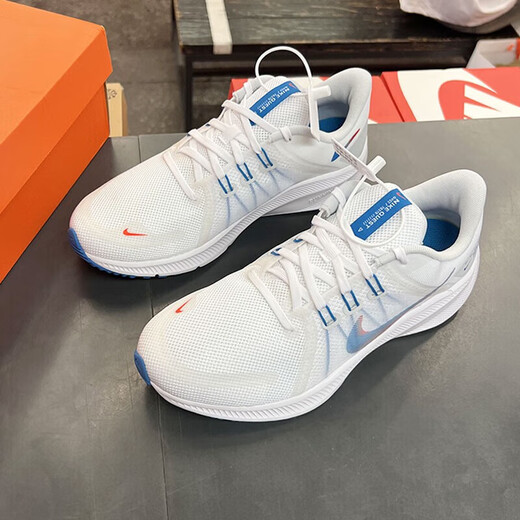 耐克（NIKE）男鞋跑鞋 运动鞋子男鞋24夏季Quest 4飞线减震透气轻便休闲跑步鞋 DA1105-101/探索者4/ 白蓝红 44