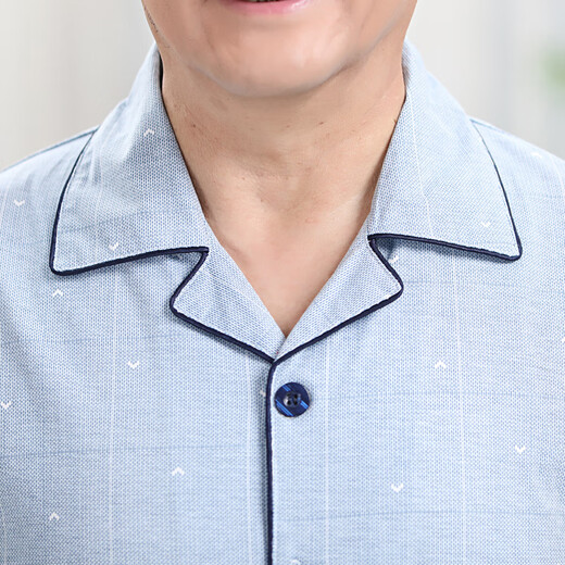 仅诗春秋老人睡衣男士纯棉长袖中老年睡衣男夏中年爸爸薄款全棉家居服套装休闲宽松老年人父亲纯棉睡衣 2687 XXL(145-160斤)
