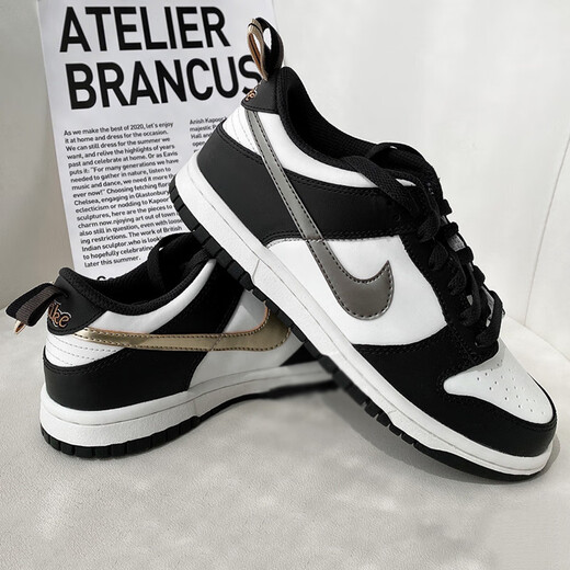 耐克（NIKE）板鞋女鞋2025新款夏季Dunk Low低帮轻便运动鞋时尚透气休闲鞋 DH9764-001黑白小熊猫金银勾 38.5