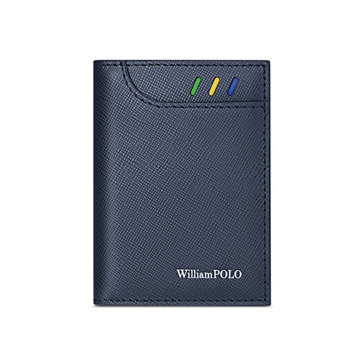 Williampolo Kaiser Paul Exquisite Small Card Bag für Männer mit echtem Leder -Führerschein für Führerschein Kartenschublade Vatertagsgeschenk für Papa Blue Cross Muster