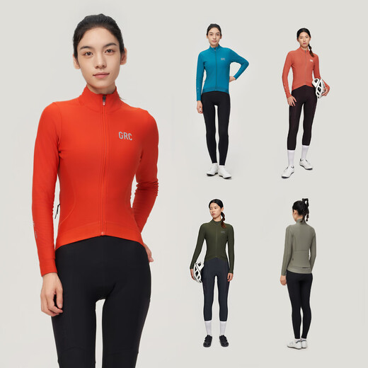 GRC Unruly Endless Women's Autumn and Winter New TECH Series Long-Sleeved Fleece Warm Tops Road Cycling Jersey Ginger M