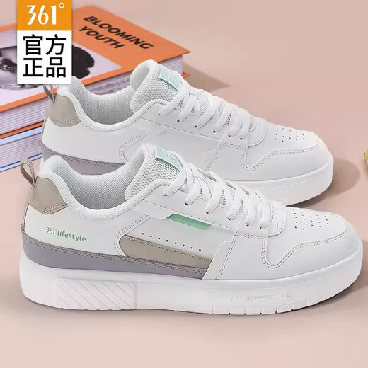 361°女鞋运动鞋女小白鞋夏季舒适透气轻便休闲鞋学生低帮板鞋子女 6623羽毛白/小麦褐 35