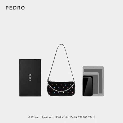Pedro gem chain long wallet hand hold one shoulder armpit underarm women's bag PW4-66500012-1 Black S