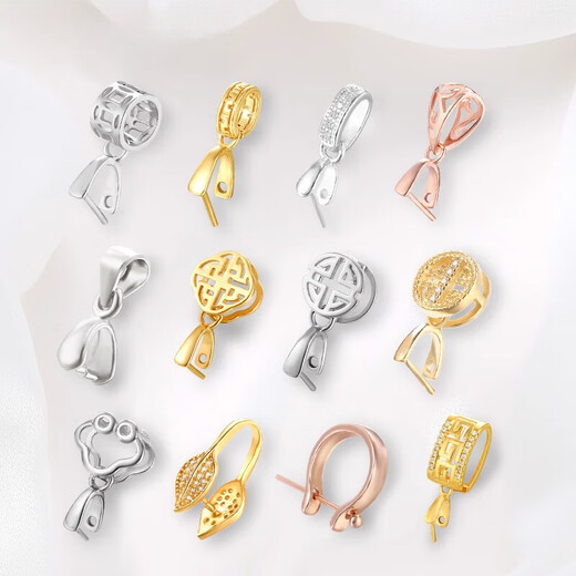 DL 1998 Fat Donglai same style pendant buckle head 18k gold silver 18K gold buckle diy accessories jade buckle silver peace buckle necklace YP04-white l gold