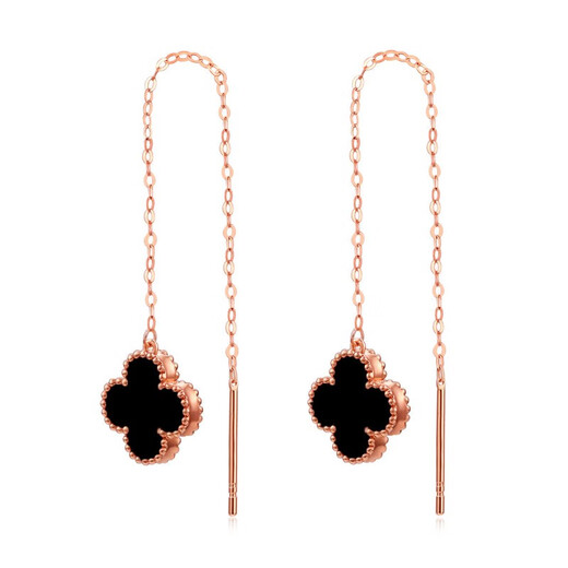 Fire shell 18K gold four-leaf clover ear wire color gold rose gold gold earrings earrings au750 gold earrings 520 Valentine's Day gift 18K rose gold red agate