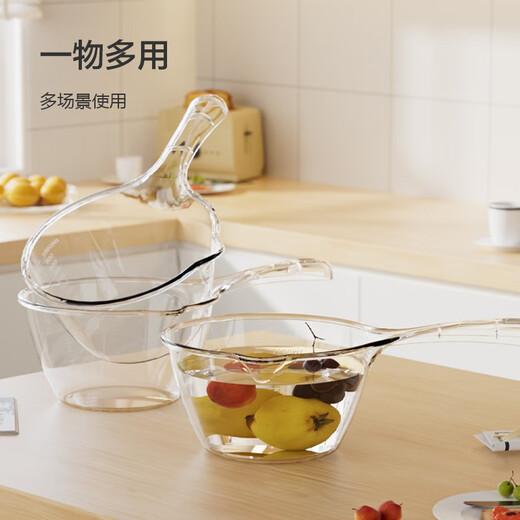 Made in Tokyo, kitchen water ladle, deepened and thickened, long handle, household plastic, transparent with mouth scale, 1L*1 only