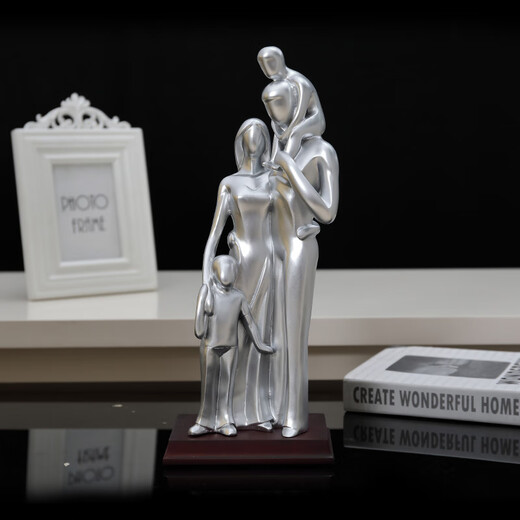 Jiuwen Leopard es adecuado para regalos para mujeres embarazadas. Familia de cuatro adornos para el décimo aniversario del aniversario de bodas. Pareja recién casada 15934 Silver + Grabado + embarazo (familia tres)