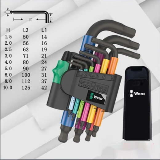 WERA WERA HEX LAVERA/HEX CLAVE ACERADO ACERADO INOXIMO CROMIUM Vanadium Steel Hexagon Rod 1.5- 967sspkl/Color Plum Wrench T8-T40