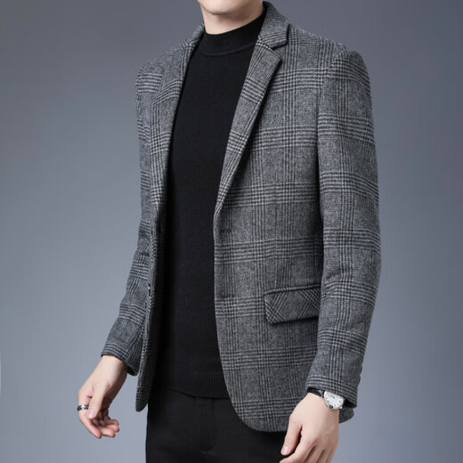 Hengyuanxiang high-end wool suit men's spring and autumn new middle-aged men's suit jacket autumn and winter wool thickened daddy single 3818 brown regular M 170