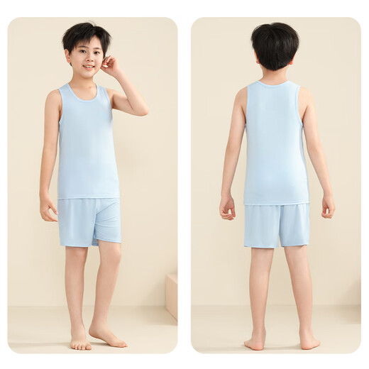 Cat Man Children's Weste Boy im Sommer ärmelloses Bottom -Hemd Medium Big Boy Thin Top Pyjamas grau 160