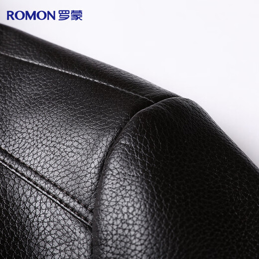 Lomon leather jacket for men in autumn and winter, middle-aged velvet thickened lapel coat, warm leather jacket, middle-aged and elderly men's top