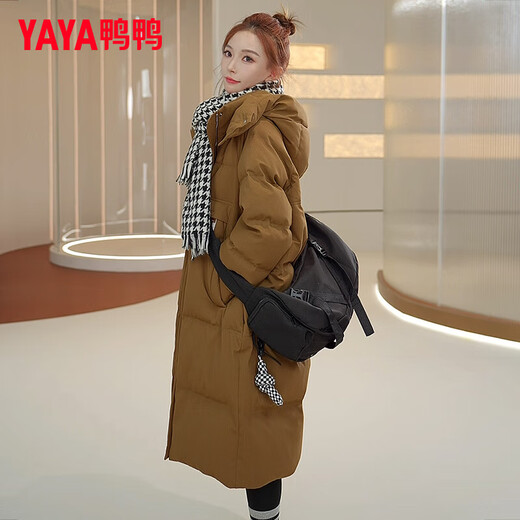 YAYA (YAYA) down jacket women's mid-length winter new fashion casual all-match removable hood thickened cold-proof warm jacket XB green M (160)