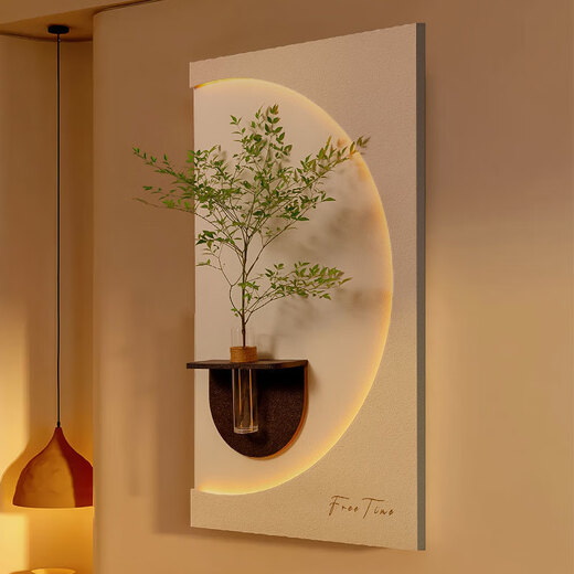 Shantoulin Village hydroponic green plants cream style porch decoration painting sandstone three-dimensional entrance corridor aisle hanging painting living room wall 40*80 layers of three-dimensional sandstone + glass vase + imitation 14757 regular model [without light]