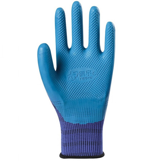 Xingyu Younai Insurance Single-handed, left and right hands, non-slip, wear-resistant and breathable latex construction site labor protection work protective gloves 24 Xingyu A698 blue (single left hand) L