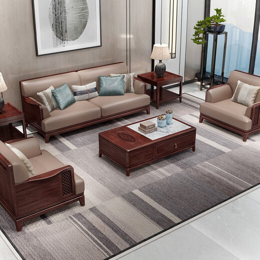 Three Furniture Black Gold Boss Desk President's Desk Executive Desk Solid Wood Office Desk and Chair Combination New Chinese Style Chairman's Desk 2.4 Meter Desk