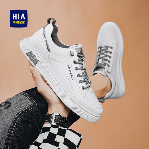 
Hailan Home HLA men's shoes outdoor versatile board shoes men's lace-up shoes men casual shoes men 0468 white gray 42