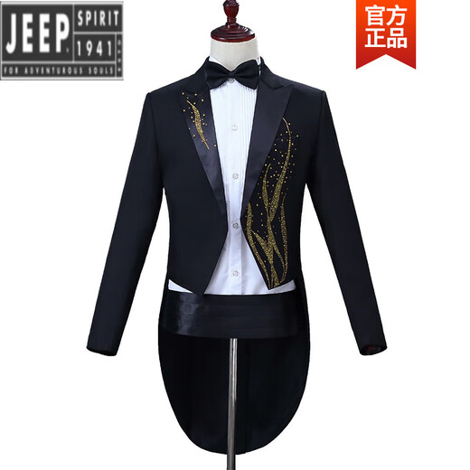 Jeep (JEEP) light luxury new stage host chorus conductor uniform men's slim dress magic suit tuxedo suit men's suit black + white hot diamond 170 (M) height 170 weight about 125