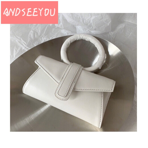 ANDSEEYOU brand niche women's bag new 2021 fashionable leather waist bag ring small bag hand-carrying high-end single shoulder crossbody bag white-small size