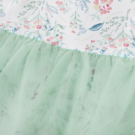 Ying's children's swimsuit short-sleeved one-piece hot spring swimsuit for boys and girls summer sun protection swimsuit UPF50+ girls - light vanilla green - one-piece skirt 100 cm