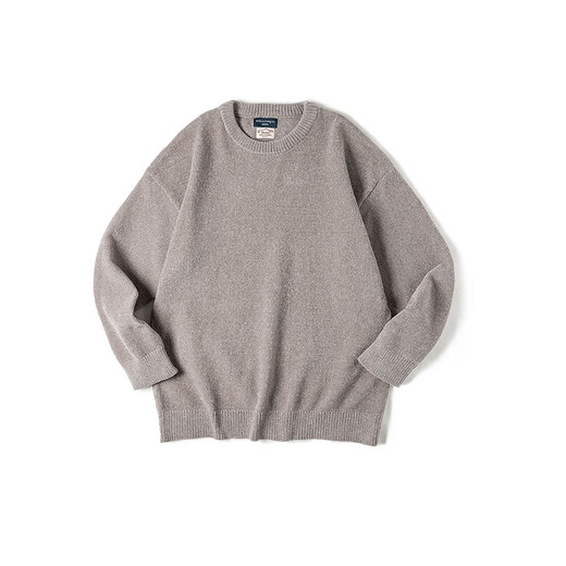 Madden workwear chenille round neck sweater warm and skin-friendly bottoming sweater men's autumn casual lazy top stone gray men's sweater winter/high-end/sweatshirt M (120-140Jin Jin equals 0.5 kg)