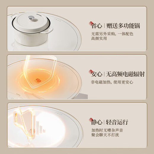 SUPOR Warming Chopping Board, Food Warming Plate, Hot Chopping Board, Heating Table Mat, Hot Pot Heating Chopping Board (Round 80CM) White Two-way Rotating Dining Table Turntable BZ80A811D