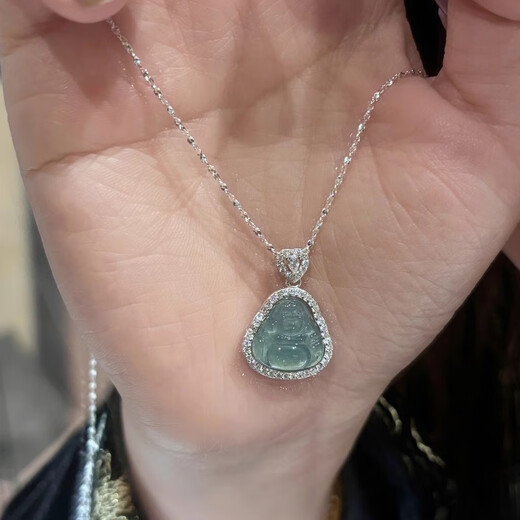 
BJYL Smiling Buddha Necklace for Girls Style Light Luxury Niche Collarbone Chain Native Year Buddha Pendant Cladder Chain for Girlfriend Gift Smiling Buddha Pendant