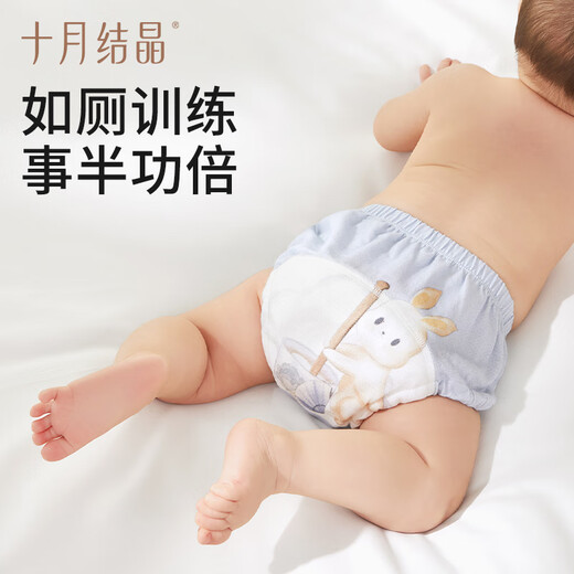 十月结晶婴儿如厕训练裤宝宝隔尿裤可洗防水 男女宝玉兔捣药 2条装 100码【建议体重12-15KG】