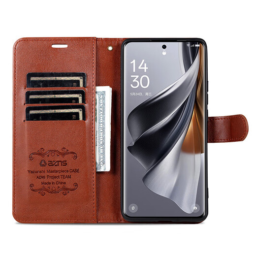 AZNS vivo Y300Pro flip leather case mobile phone case y300Pro+ 5G protection anti-fall front and rear full coverage V2410A soft shell rollover wallet style new business men and women brown