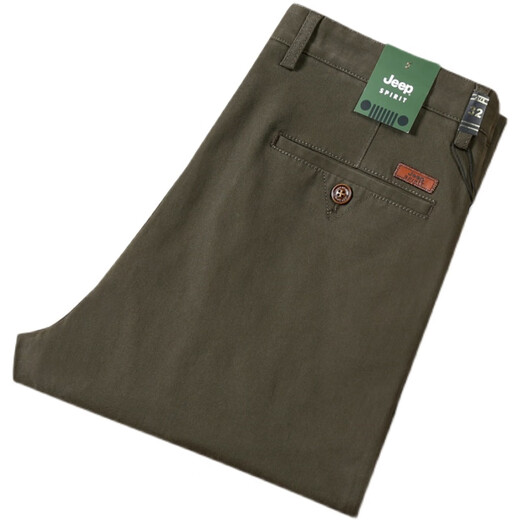 
JEEP SPIRIT Jeep High-end Cotton Casual Pants Men's Summer Thin Style Loose Middle-aged and Elderly Straight Large Size High Waist Deep Long Pants 7028 Khaki Thin Style 34 2 feet 7