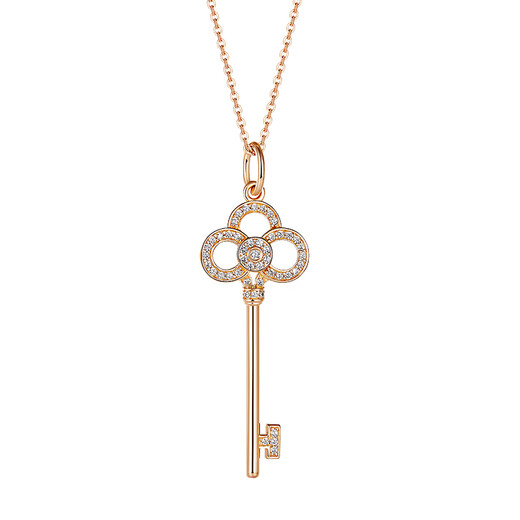 The same style as Yujingji Fat Donglai, focusing on high quality, 18k rose gold pendant, 18k gold key necklace, pure L diamond kite for women, crown key necklace/rose gold