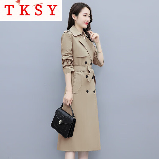 TKSY杭州意法风衣外套女款秋季2025新款中长款贵夫人洋气时尚女式大衣 卡其 4XL (146-155)斤