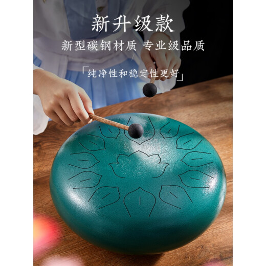 前谷空灵鼓琴初学者入门色空鼓碳钢无忧鼓手碟鼓钢舌鼓乐器 【12寸13音推荐款】祖母绿+礼包